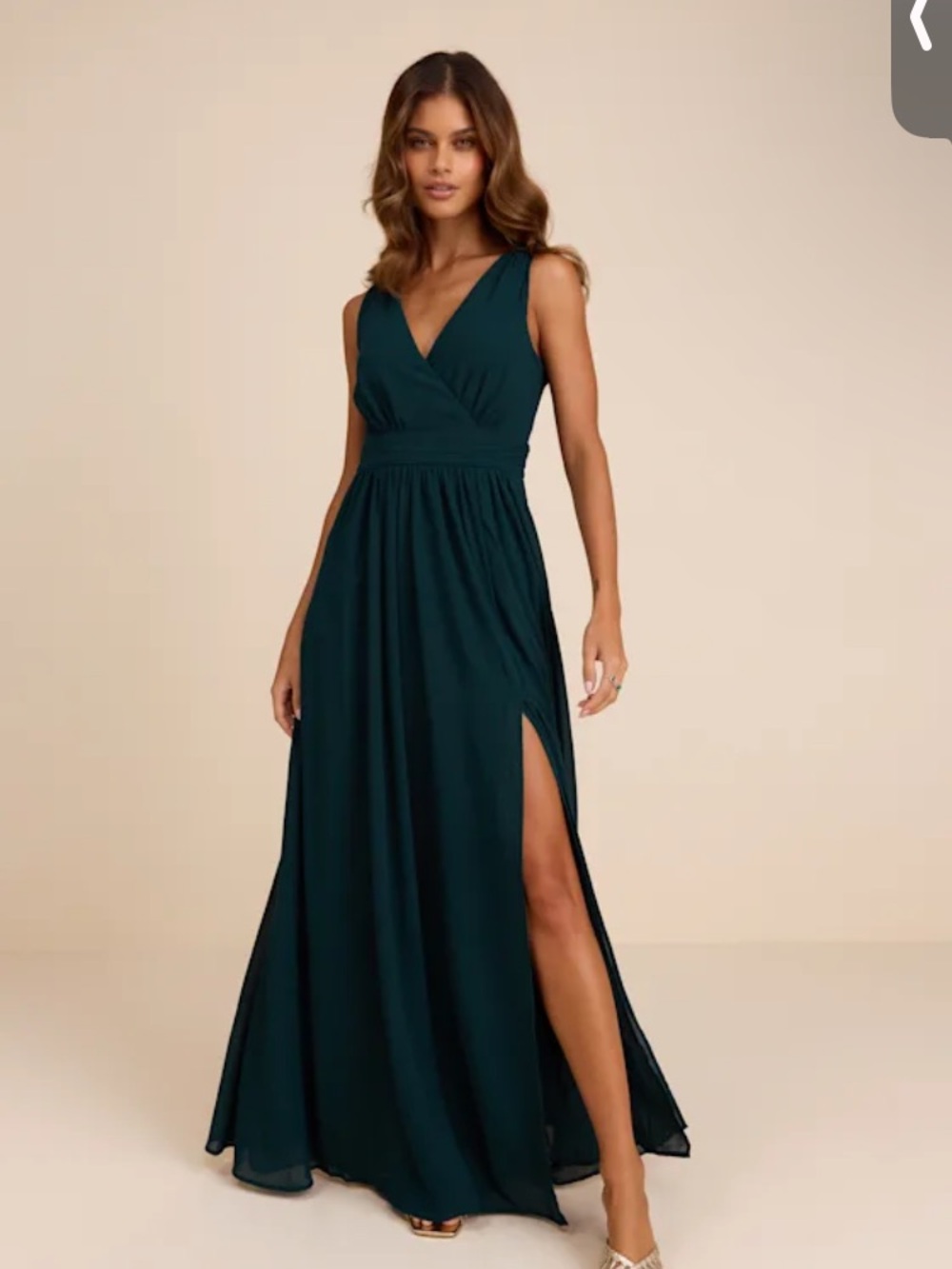 NWT Lulus Thoughts of Hue Emerald Green Surplice Maxi Dress